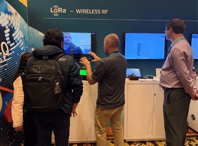 Semtech LR2021 Gen4 LoRa platform demonstrating live video streaming at CES 2026 with FLRC modulation delivering 2.6 Mbps throughput for edge AI security applications