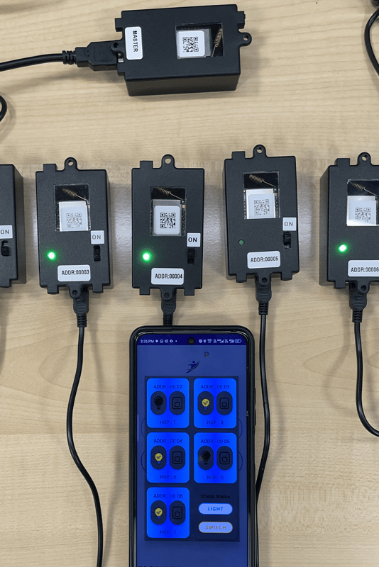 Melange Systems Private Limited LoRa mesh networking solution display at Semtech booth, demonstrating long-range connectivity with mesh topology for sensor applications