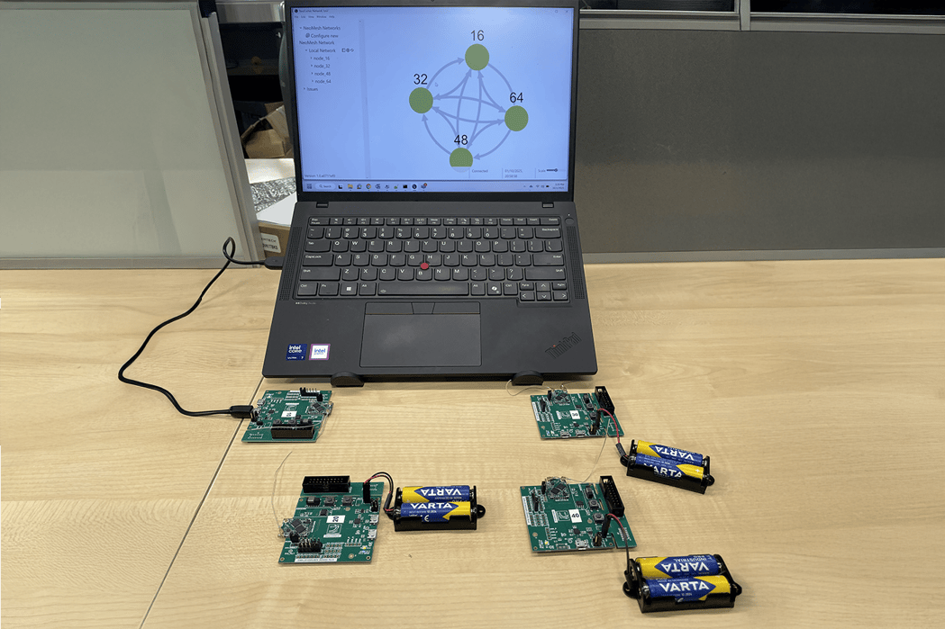 NeoCortec NeoMesh wireless networking demonstration showcasing LoRa mesh network capabilities for frequent data transmission over areas difficult to cover with cellular connectivity