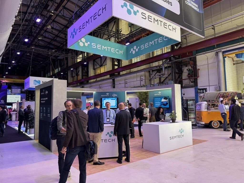 Semtech exhibition booth at The Things Conference 2025 in Amsterdam showcasing LoRa technology and IoT connectivity solutions